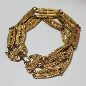 Vintage Gold Multi-strand Oriental Bracelet, Classy Chain Bracelet for Women